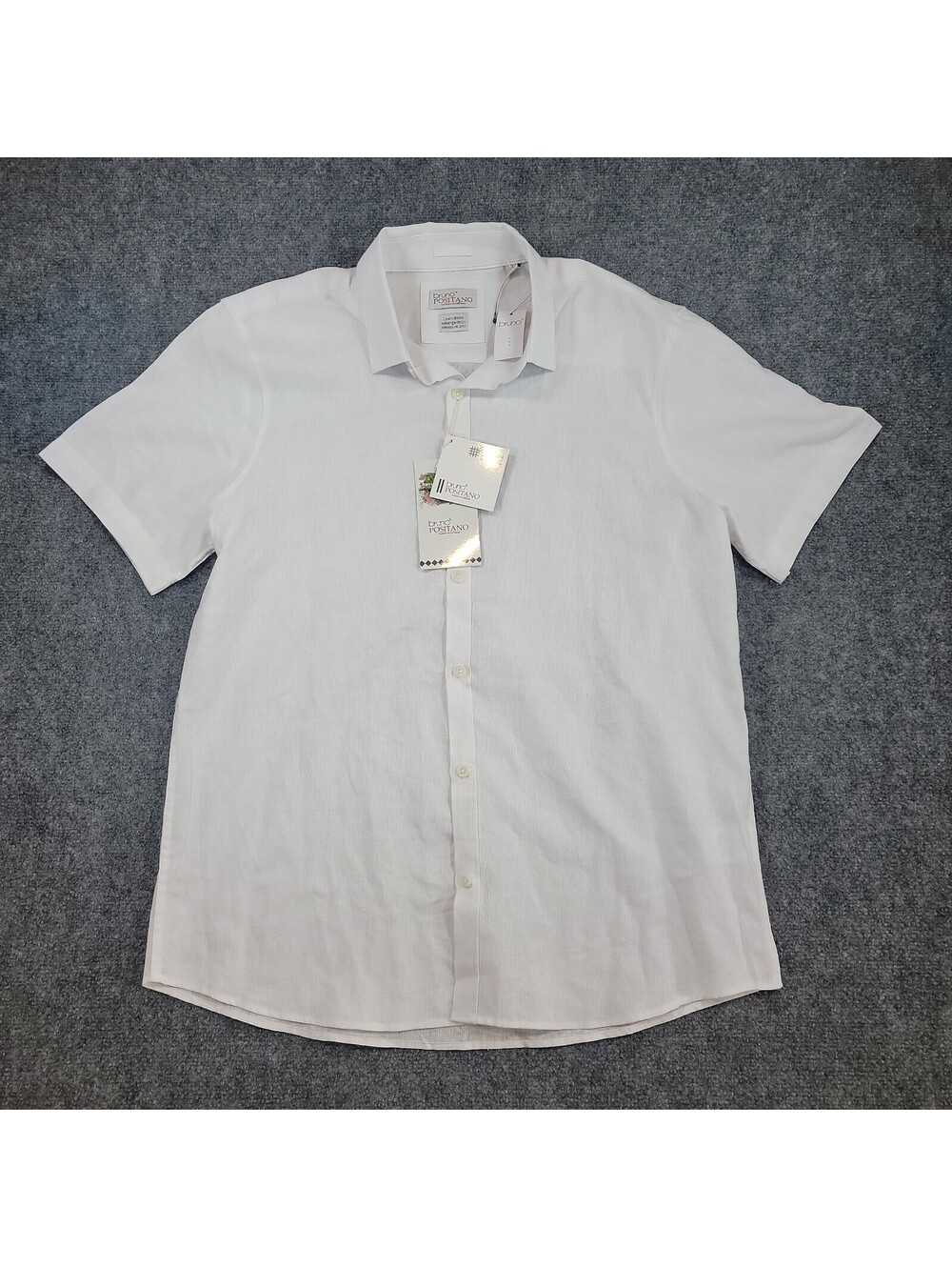NWT Bruno Positano Mens Large Linen Blend White Button Down Resort Shirt New 531